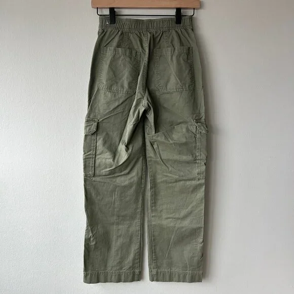 Abercrombie & Fitch Cargo Pants Women's Size 24 Olive Green Wide Leg Utility Y2K - Picture 9 of 13